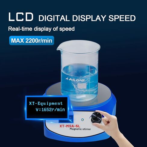 Xin Tester 5000 مل محرك مغناطيسي رقمي LED، خلاط مغناطيسي من الفولاذ المقاوم للصدأ مع شريط تحريك، لوحة تحريك مغناطيسية للصلصات/مقبلات الخميرة/الطلاء/الحبر/المختبر (بدون تسخين) معدل التحريك الأقصى: 2200 دورة في الدقيقة in Kuwait