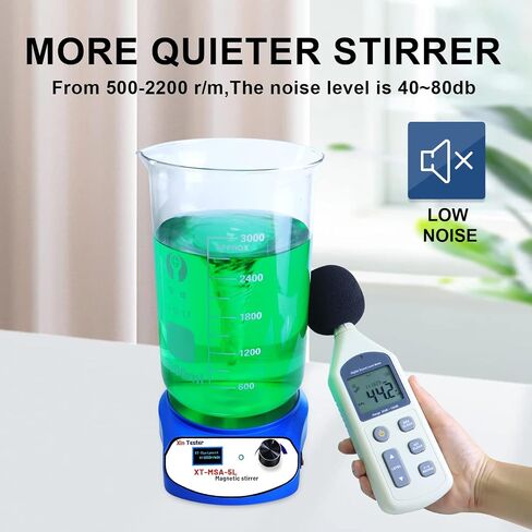 Xin Tester 5000 مل محرك مغناطيسي رقمي LED، خلاط مغناطيسي من الفولاذ المقاوم للصدأ مع شريط تحريك، لوحة تحريك مغناطيسية للصلصات/مقبلات الخميرة/الطلاء/الحبر/المختبر (بدون تسخين) معدل التحريك الأقصى: 2200 دورة في الدقيقة in Kuwait