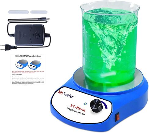 Xin Tester 5000 مل محرك مغناطيسي رقمي LED، خلاط مغناطيسي من الفولاذ المقاوم للصدأ مع شريط تحريك، لوحة تحريك مغناطيسية للصلصات/مقبلات الخميرة/الطلاء/الحبر/المختبر (بدون تسخين) معدل التحريك الأقصى: 2200 دورة في الدقيقة in Kuwait
