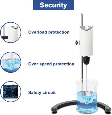 ONiLAB Lab Analog Overhead Stirrer, 10L Capacity, 100-2500rpm Adjustable Speed,Max.Viscosity 10000mpas, Lab Mixer with Overload Protection, Overhead Mixer with Support Stand&Two Stirring Rods,110-220V in Kuwait