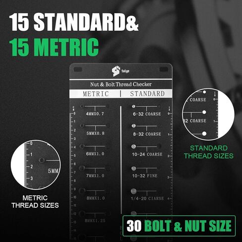 ستالي 30 مقياس تحديد البراغي والصواميل وفحص خيط البراغي 15 متري و15 مسطرة قياسية مع انش ومقياس درجة اللولب القياسية انش ومسطرة سنتيمتر in Kuwait
