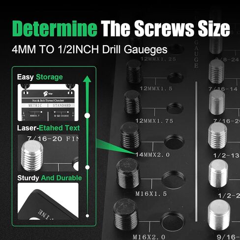 ستالي 30 مقياس تحديد البراغي والصواميل وفحص خيط البراغي 15 متري و15 مسطرة قياسية مع انش ومقياس درجة اللولب القياسية انش ومسطرة سنتيمتر in Kuwait