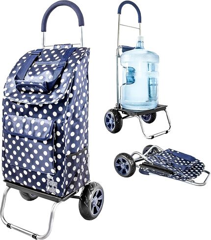 منتجات dbest عربة تسوق Trolley Dolly سوداء قابلة للطي للبقالة بعجلات وحقيبة قابلة للإزالة وعربة يدوية شخصية متدحرجة قياسية in Kuwait