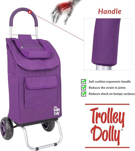 منتجات dbest عربة تسوق Trolley Dolly سوداء قابلة للطي للبقالة بعجلات وحقيبة قابلة للإزالة وعربة يدوية شخصية متدحرجة قياسية in Saudi Arabia