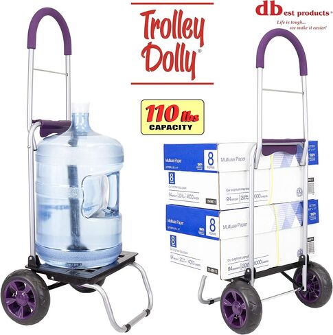 منتجات dbest عربة تسوق Trolley Dolly سوداء قابلة للطي للبقالة بعجلات وحقيبة قابلة للإزالة وعربة يدوية شخصية متدحرجة قياسية in Saudi Arabia