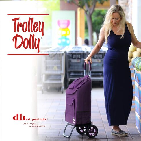 منتجات dbest عربة تسوق Trolley Dolly سوداء قابلة للطي للبقالة بعجلات وحقيبة قابلة للإزالة وعربة يدوية شخصية متدحرجة قياسية in Saudi Arabia