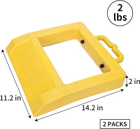 Homeon Wheels Pallet Truck Chock سدادة رافعة البليت شديدة التحمل 14.2 بوصة طول × 11.6 بوصة عرض × 2 بوصة ارتفاع أصفر (عبوة واحدة) in Kuwait