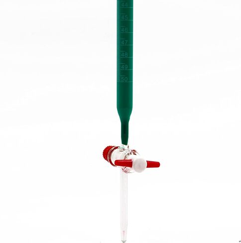 السحاحة الزجاجية 50 مل PTFE محبس الفئة أ التسامح 0.10 تقطير التخرج قياس أساسيات المختبر in Kuwait