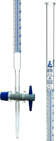 25 مل Schellbach Glass Burette - الفئة A - PTFE Stopcock - اي اي اس سي او Labs in Kuwait