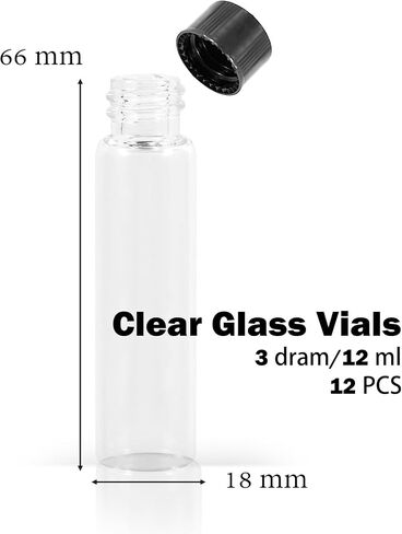 1st Choice Glass Vials, 1 Dram, Pack of 12 - Storage Bottle With PE Gasket in Saudi Arabia