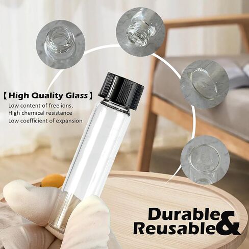 1st Choice Glass Vials, 1 Dram, Pack of 12 - Storage Bottle With PE Gasket in Saudi Arabia