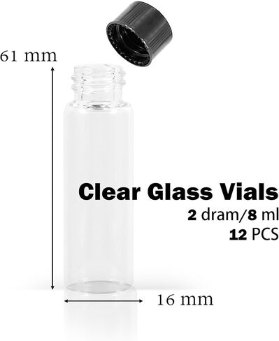 1st Choice Glass Vials, 1 Dram, Pack of 12 - Storage Bottle With PE Gasket in Saudi Arabia