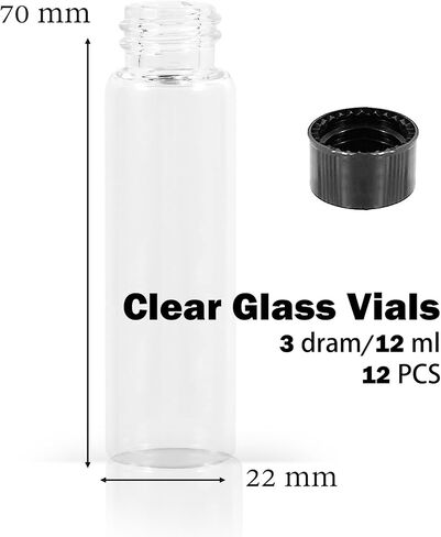 1st Choice Glass Vials, 1 Dram, Pack of 12 - Storage Bottle With PE Gasket in Saudi Arabia