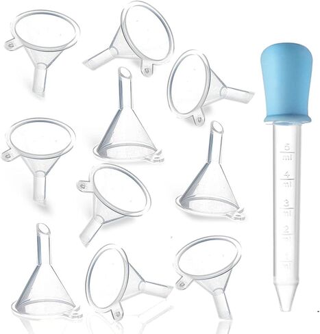 Delove Mini Clear Plastic Funnel,Little Small Funnel Set for Lab Bottles,Capsule,Sand Art, Essential Oils,Perfumes,Spices, Powder,11-Pack in Kuwait