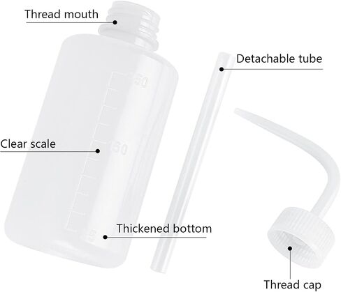 Wash Bottle 2pcs 250ml/8oz Safety Bottles Watering Tools, Economy Plastic Squeeze Washing Cleaning Bottle with Narrow Mouth Scale Labels for Medical Succulent Irrigation Wash Plant Bottle (Black) in Kuwait