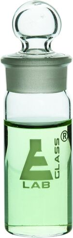 Weighing Bottle, Tall Form, 25ml Capacity, Borosilicate Glass with Interchangeable Ground Stopper - Eisco Labs in Saudi Arabia