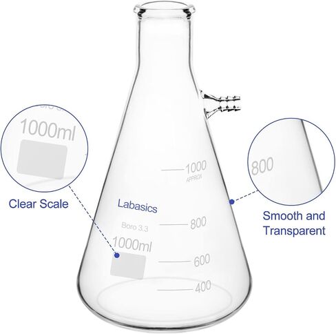 Labasics Glass Heavy Wall Borosilicate Glass Filtering Flask, Bolt Neck with Tubulation (1000 ml) in Kuwait