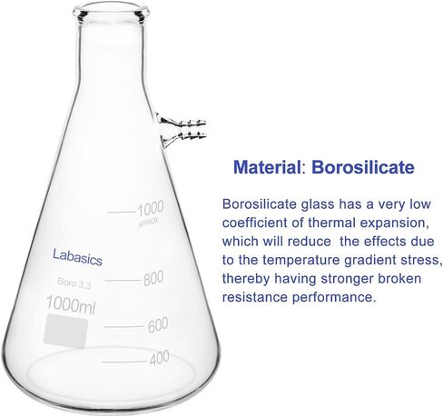 Labasics Glass Heavy Wall Borosilicate Glass Filtering Flask, Bolt Neck with Tubulation (1000 ml) in Kuwait