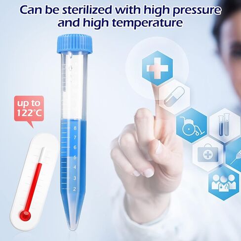 200 Pack Conical Centrifuge Tubes 15ml, Sterile Plastic Test Tubes with Screw Caps, Polypropylene Conical Container Microcentrifuge Tube with Graduated Marks and Conical Bottom in Saudi Arabia