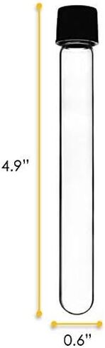 Test Tube, 15ml - Bakelite Screw Cap with Rubber Liner - Borosilicate 3.3 Glass - 4.9" x 0.6" - Round Bottom - Leak Proof - Eisco Labs in Kuwait