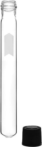 12PK Test Tubes, 5ml - Bakelite Screw Cap with Rubber Liner - Borosilicate 3.3 Glass - 3.9" x 0.5"- Round Bottom - Blank Writable Area - Leak Proof - Eisco Labs in Saudi Arabia