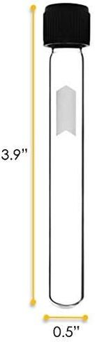 12PK Test Tubes, 5ml - Bakelite Screw Cap with Rubber Liner - Borosilicate 3.3 Glass - 3.9" x 0.5"- Round Bottom - Blank Writable Area - Leak Proof - Eisco Labs in Saudi Arabia