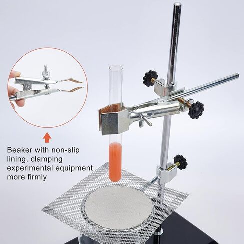 OLYCRAFT مجموعة دعم حامل درجة المختبر مع قاعدة مطلية (8.3 × 5.4 بوصة) قضيب (الطول 13.8 بوصة) 2 حلقتين معوجتين مشبك قارورة واحد فك معوجة واحد ومشبك إصبع مختبر واحد in Kuwait