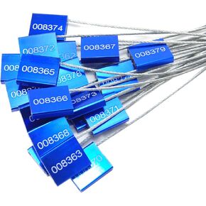 100 قطعة من أختام الأمان المرقمة، أسلاك الفولاذ الواضحة للكابلات، قفل سحب تايت، علامة أمان معدنية للشاحنة والمقطورة (أخضر)