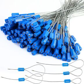 200 Pcs Steel Security Cable Seals Numbered Anti-Tamper Seal Blue Pull Tight Seals Disposable Numbered Tags Self Locking Shipping Seals for Container Trailers Cargo Trailer Truck (11.8 Inch) in Kuwait