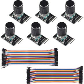 Diann 6pcs KY-040 Rotary Encoder Module 360 Degree Rotary Encoder Module with Knob Cap Breadboard Jumper Wires Ribbon Cables Kit in Saudi Arabia