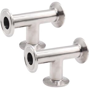 DERNORD Clamp Tee 3 Way Stainless Steel 304 Sanitary Fitting Fits 1.5" Tri-clamp, 19mm Pipe OD