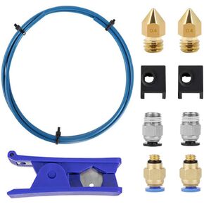 Creality Upgrade 3D Printer Kit with Capricorn Premium XS Bowden Tubing 1M， PTFE Teflon Tube Cutter, Pneumatic Fittings and MK8 Socks and Extra Nozzles for Ender 3/3 Pro/5/Voxelab Aquila
