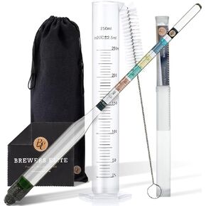 Brewer's Elite Hydrometer & Plastic Test Jar - for Home Brew Beer, Wine, Mead and Kombucha - Deluxe Triple Scale Set, Hardcase and Cloth - Specific Gravity ABV Tester in Saudi Arabia