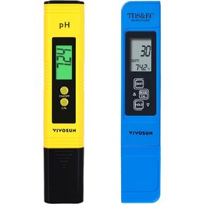 VIVOSUN pH and TDS Meter Combo, 0.05ph High Accuracy Pen Type pH Meter ± 2% Readout Accuracy 3-in-1 TDS EC Temperature Meter for Hydroponics, Household Drinking, and Aquarium, UL Certified in Kuwait