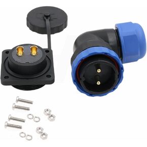 HE29 2 Pin Connector 45A Power Waterproof Outdoor Marine Electrical Male Female Cable 90 Degree Angled Plug + Panel Mount Socket Circular Solder Plastic Threaded in Saudi Arabia