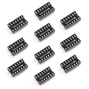 JESSINIE 10Pcs 14P IC Socket DIP Integrated Circuit IC Sockets Adaptor Solder Type 2.54mm Pitch Dual Row 14 Flat Pin