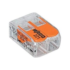 WAGO 221-412/VE00-2500 221 Series 2 Conductor AWG 24 – 12 Transparent Body Connector w/Levers - 50 Item(s), Clamp in Kuwait