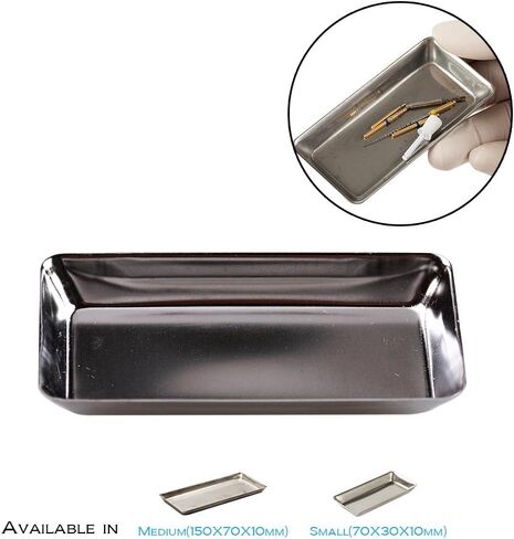 Easyinsmile® صينية صغيرة لتنظيم أدوات طب الأسنان من الفولاذ المقاوم للصدأ مقاس 2.8 بوصة × 1.2 بوصة × 0.4 بوصة قطعة واحدة/الحزمة (صغيرة) in Kuwait