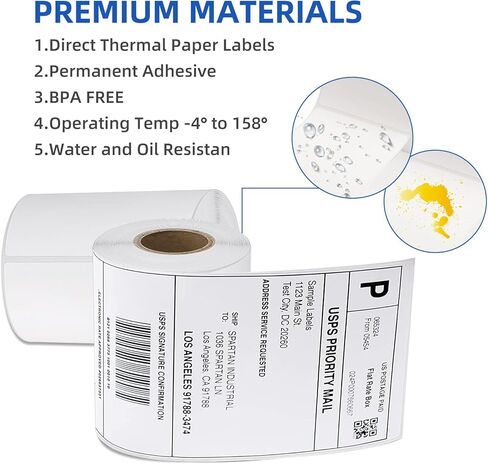 ملصقات شحن حرارية مباشرة من AKOGIRSE مقاس 10.16 سم × 15.24 سم، 1000 ملصق/4 لفات (250 ملصقًا لكل لفة)، ملصق بريد بريدي مثقوب، لفة ورق ملصقات حرارية متوافقة مع MUNBYN Rollo Zebra، لاصق قوي in Kuwait