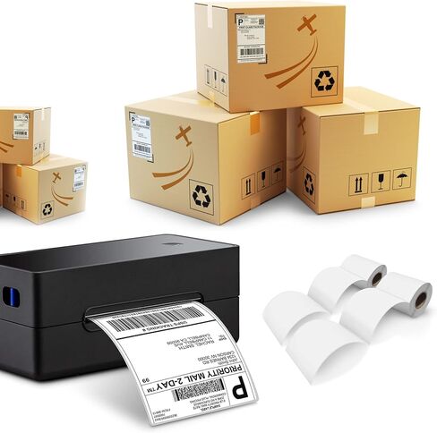 ملصقات شحن حرارية مباشرة من AKOGIRSE مقاس 10.16 سم × 15.24 سم، 1000 ملصق/4 لفات (250 ملصقًا لكل لفة)، ملصق بريد بريدي مثقوب، لفة ورق ملصقات حرارية متوافقة مع MUNBYN Rollo Zebra، لاصق قوي in Kuwait