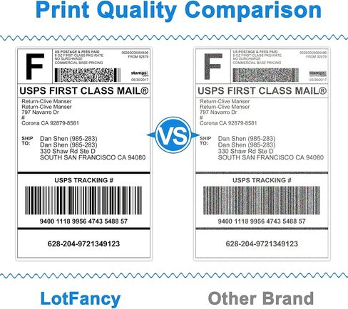 ملصقات حرارية LotFancy 4x6، 4 ملصقات شحن رولز (250 ملصقًا/لفة)، 1 بوصة أساسية، ملصق بريد بريدي أبيض مثقوب متوافق مع Zebra 2844 ZP-450 ZP-500 ZP-505 in Kuwait