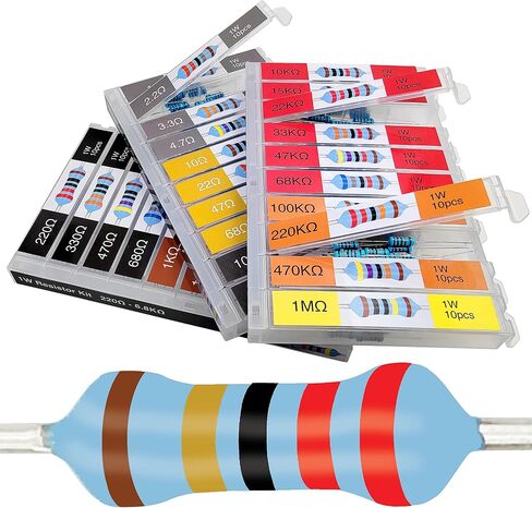 EEEEE 1W 30 Values 300pcs Individual Compartment 1 Ohm-1M Ohm with 1% Metal Film Resistor Assortment Kit and Electrical Industrial Assorted Set K Ohm Pack for Led Lights in Kuwait