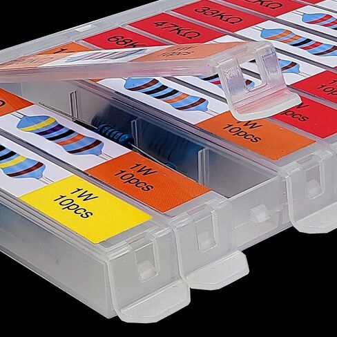 EEEEE 1W 30 Values 300pcs Individual Compartment 1 Ohm-1M Ohm with 1% Metal Film Resistor Assortment Kit and Electrical Industrial Assorted Set K Ohm Pack for Led Lights in Kuwait