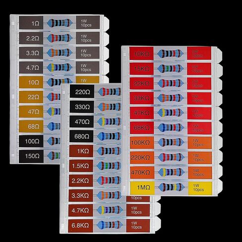 EEEEE 1W 30 Values 300pcs Individual Compartment 1 Ohm-1M Ohm with 1% Metal Film Resistor Assortment Kit and Electrical Industrial Assorted Set K Ohm Pack for Led Lights in Kuwait