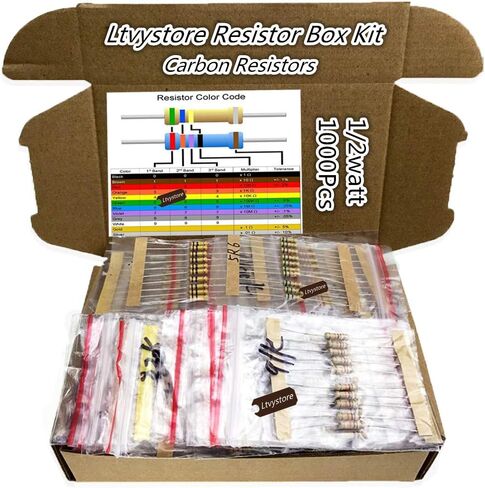 Ltvystore 1000PCS 100 Values 1 ohm -10M ohm 1/2W Metal Carbon Film Resistors Assortment Kit Assorted Set in Saudi Arabia