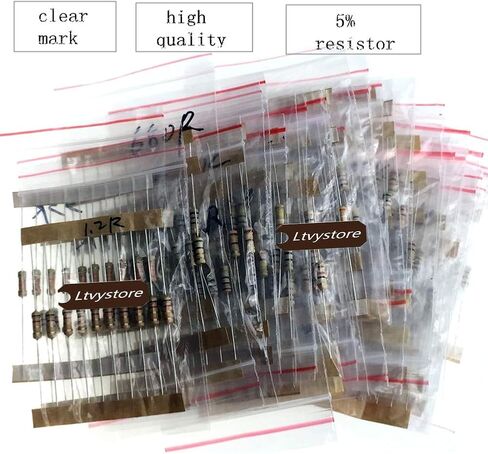 Ltvystore 1000PCS 100 Values 1 ohm -10M ohm 1/2W Metal Carbon Film Resistors Assortment Kit Assorted Set in Saudi Arabia
