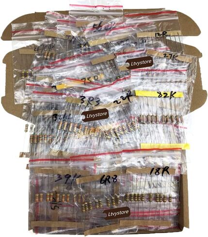 Ltvystore 1000PCS 100 Values 1 ohm -10M ohm 1/2W Metal Carbon Film Resistors Assortment Kit Assorted Set in Saudi Arabia