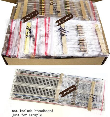 Ltvystore 1000PCS 100 Values 1 ohm -10M ohm 1/2W Metal Carbon Film Resistors Assortment Kit Assorted Set in Saudi Arabia