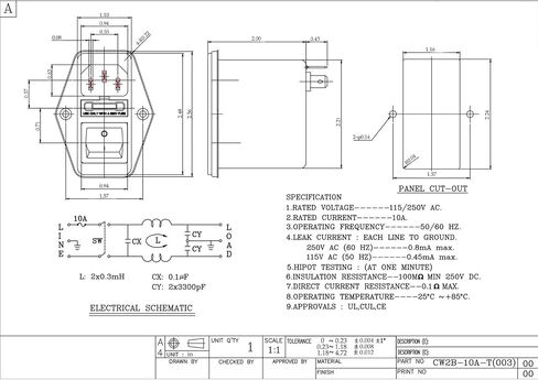 مثبط الضوضاء Power EMI Filter Termianl مكيف الخط أحادي الطور JREle AC 115/250V 10A CW2B-10A-T in Saudi Arabia