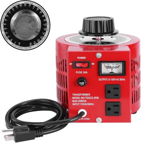 Beleeb 20Amp Variable Transformer Auto AC Voltage Regulator Power Supply, 2000VA Max, 0~130 Volt Output in Kuwait